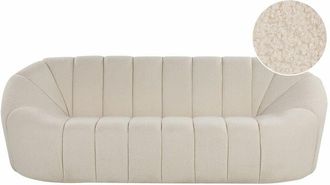 Beliani Beliani - Divano a 3 posti in tessuto bianco testurizzato senza braccioli bouclè con ampio schienale glamour Lomma