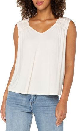 Liverpool L.A. Shirred Sleeveless Knit Top in Whipped Cream at Nordstrom, Size X-Large
