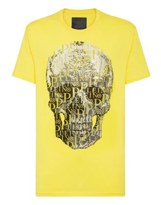 Philipp Plein T-shirt Round Neck SS Skull and Plein with Crystals