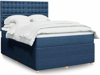 vidaXL Cama Box Spring Con Colch&oacute;n Tela Azul 160x200 Cm Vidaxl