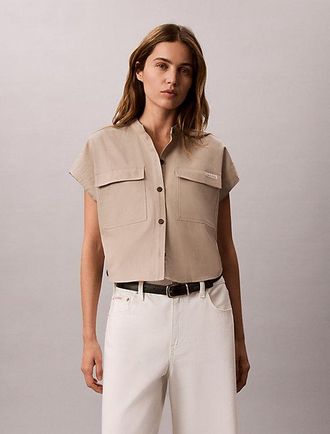 Calvin Klein Camisa Boxy Cropped De Manga Corta