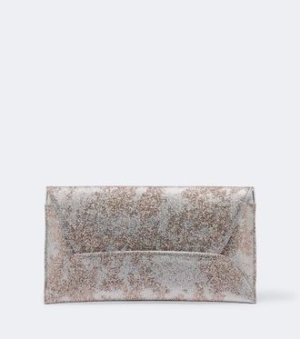 Aquazzura Envelope sequined metallic leather clutch