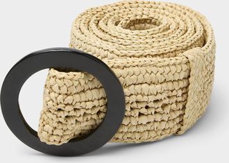 Sans Arcidet Paris Womens Wide braided raffia belt