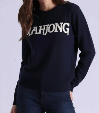 Minnie Rose Mahjong Embroidered Sweater In Navy