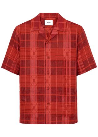 Nn.07 Ben Checked-jacquard Woven Shirt - Red - XL