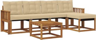 vidaXL Conjunto De Sof&aacute;s De Exterior 6 Uds. Natural Y Beige Vidaxl