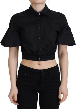 Dsquared2 Dsquared&sup2; Collared Button Down Short Sleeve Cropped Womens Top (Pre-Owned)