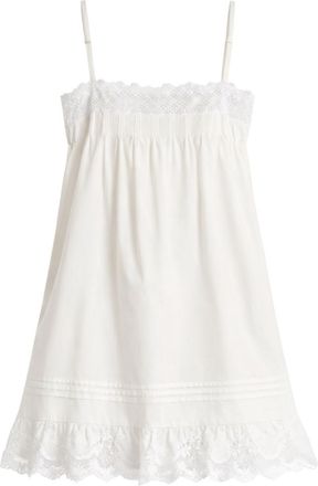 Saint Laurent White Lace Trimmed Mini Dress