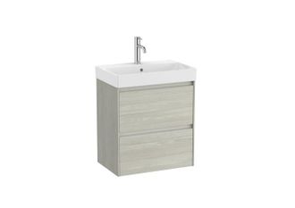 Roca Mueble Lavabo Blanco 550x360 Ona Compact 2 Cajones Led Roble Claro