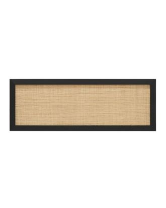 Deco Wood Cabecero de madera maciza y rafia en tono negro de 140x60cm