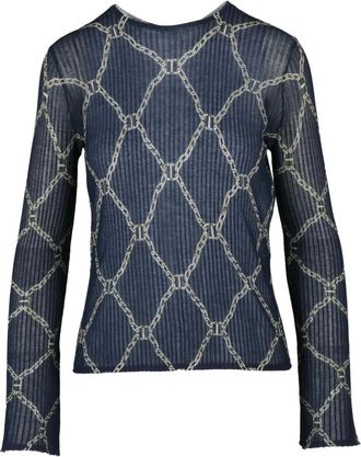 Twinset Dames, Truien, Blauw, Maat: XS Katoen