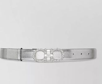 Ferragamo adjustable belt metallic finish embellished buckle