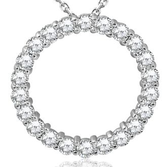 Pompeii3 5ct Diamond Circle Pendant 14K White Gold Lab Grown