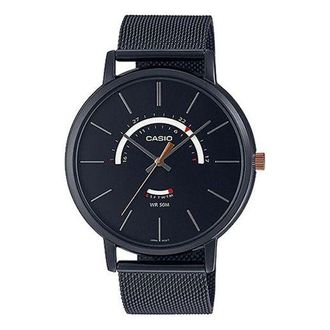 Casio Mens CASIO Dress Series Waterproof Quartz Dial 43mm Stainless Steel Strap Watch Mens Black Analog MTP-B105MB-1AV