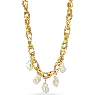 Sphera Milano Faux Pearl Charm Necklace in Gold at Nordstrom Rack