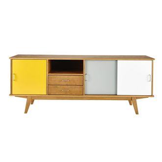 Maisons du monde Aparador alargado vintage con 3 puertas y 2 cajones 180 cm