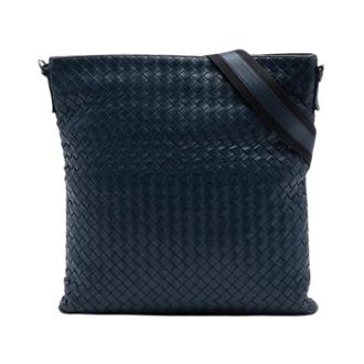 Bottega Veneta Pre-owned Woven Nappa Crossbody Bag - Dames - Pre-owned - Blauw - Maat: ONE Size Leer