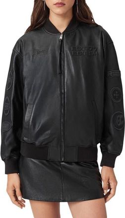 AllSaints Williams F1 Racing x AllSaints Belle Leather Bomber Jacket in Black at Nordstrom, Size Medium