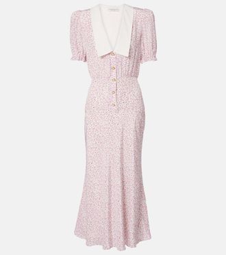 Alessandra Rich Flower silk midi dress