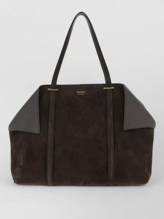 Ferragamo scarf l suede shoulder bag dual handles