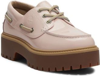 Timberland Stone Street Platform Boat Shoe in Light Pink Patent Leather at Nordstrom, Size 5.5