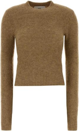Ami Brown Knitted Crew Neck Sweater