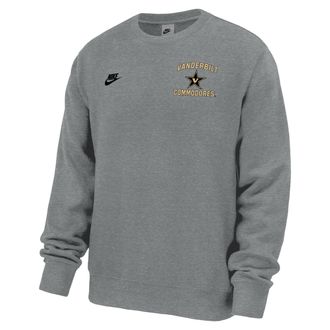 Nike Vanderbilt Commodores Club Nike Mens Football Fleece Crew-Neck Sweatshirt in Grey | M33234P398VDUN-DGH