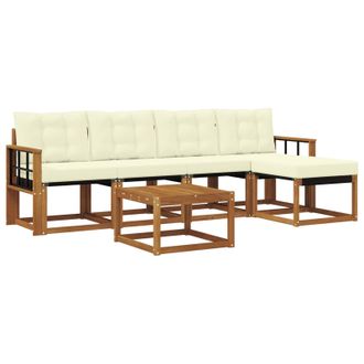 vidaXL Conjunto De Sof&aacute;s De Exterior Con Coj&iacute;n 6 Pcs Natural Y Crema Vidaxl