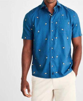 Johnnie-O Chappy Hangin Out Button Up Shirt In Wake