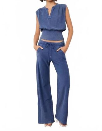 bobi Wide Leg Gusset Pants In Blue