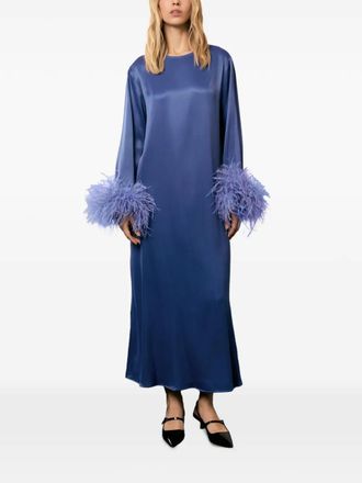 Sleeper Suzi detachable-feathers maxi dress - Blauw