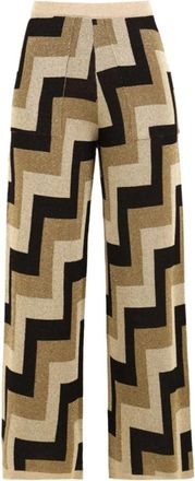 Akep Zig-Zag Jacquard Lurex Palazzo Broek - Dames - Wijde Broeken - Veelkleurig - XS - Broeken