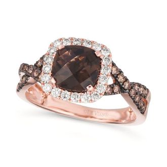 Le Vian Ladies Chocolate Quartz Rings set in 14K Strawberry Gold