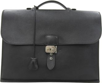 Herm&egrave;s Black Epsom Leather Briefcase (Pre-Owned)
