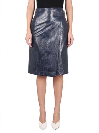 Bottega Veneta Blue Solid Midi Skirt
