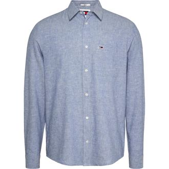Tommy Jeans Heldere Blauwe Shirt - Heren - Casual Overhemden - Blauw - M - Katoen - Overhemden