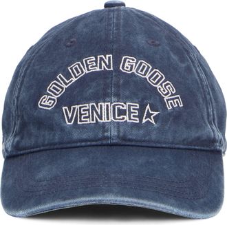 Golden Goose Mens Baseball Cap Navy Blue Cotton Hat