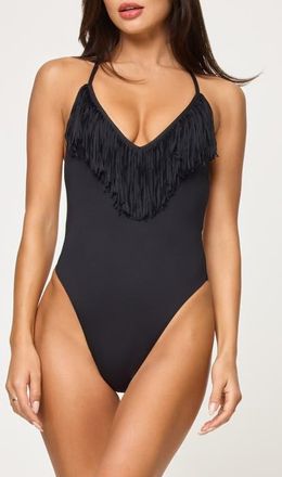 L*Space Deert Days Fringe One-Piece Swimsuit in Black at Nordstrom, Size Medium