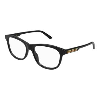 Gucci Rechthoekig Brillenmontuur - Heren - Brillen - Zwart - 55 MM - Leer - Accessoires
