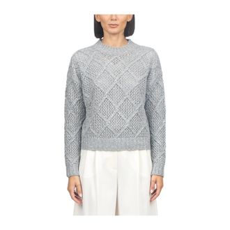 Max Mara Ellade Sweater - Dames - Ronde hals truien - Grijs - XL - Wol - Truien & Vesten