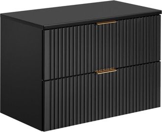 Vente-Unique Vente-unique - Mobile sotto lavabo sospeso scanalato con piano di appoggio L80 cm Nero - zevara