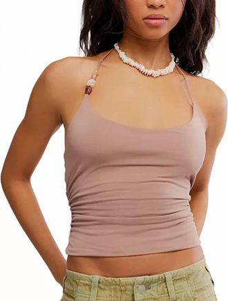 Free People Toni Beaded Tank In Brownie