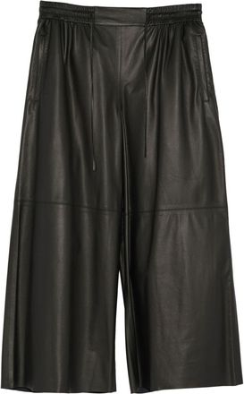 Yves Salomon culotte leather trousers - women - Lamb Nubuck Leather - 40 - Black