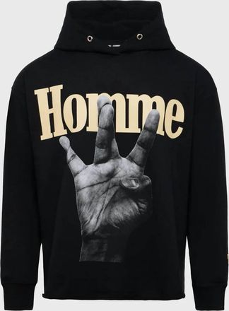 Homme + Femme Mens Twisted Fingers Hoodie In Black And Cream