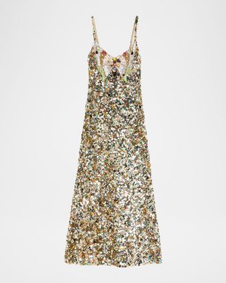 Valentino Garavani Butterfly Embroidered Tulle Maxi Dress