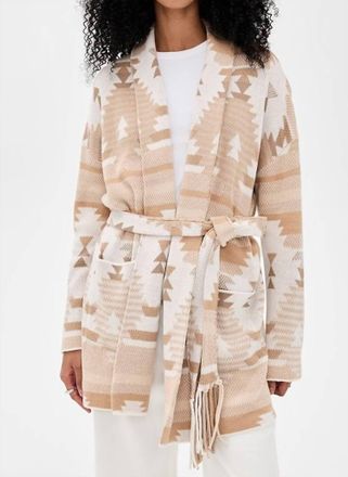 Splendid Aztec Shawl Collar Cardigan In Burnt Orange