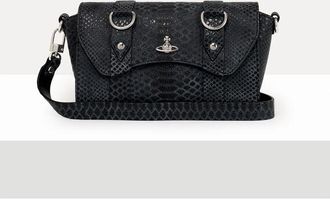 Vivienne Westwood Kimmy Crossbody Snake-effect Leather Dark-grey