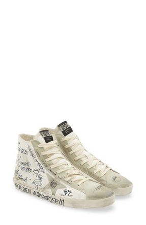 Golden Goose Francy Leather High Top Sneaker in White/Ice/Black at Nordstrom, Size 9Us