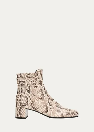 Roger Vivier 45mm Tres Vivier Snake-Printed Leather Ankle Boots