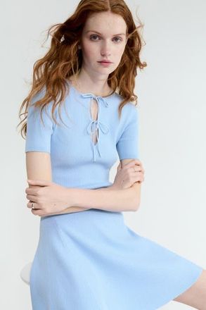H&M Rib-knit mini dress in Light Blue at Nordstrom, Size Xx-Large